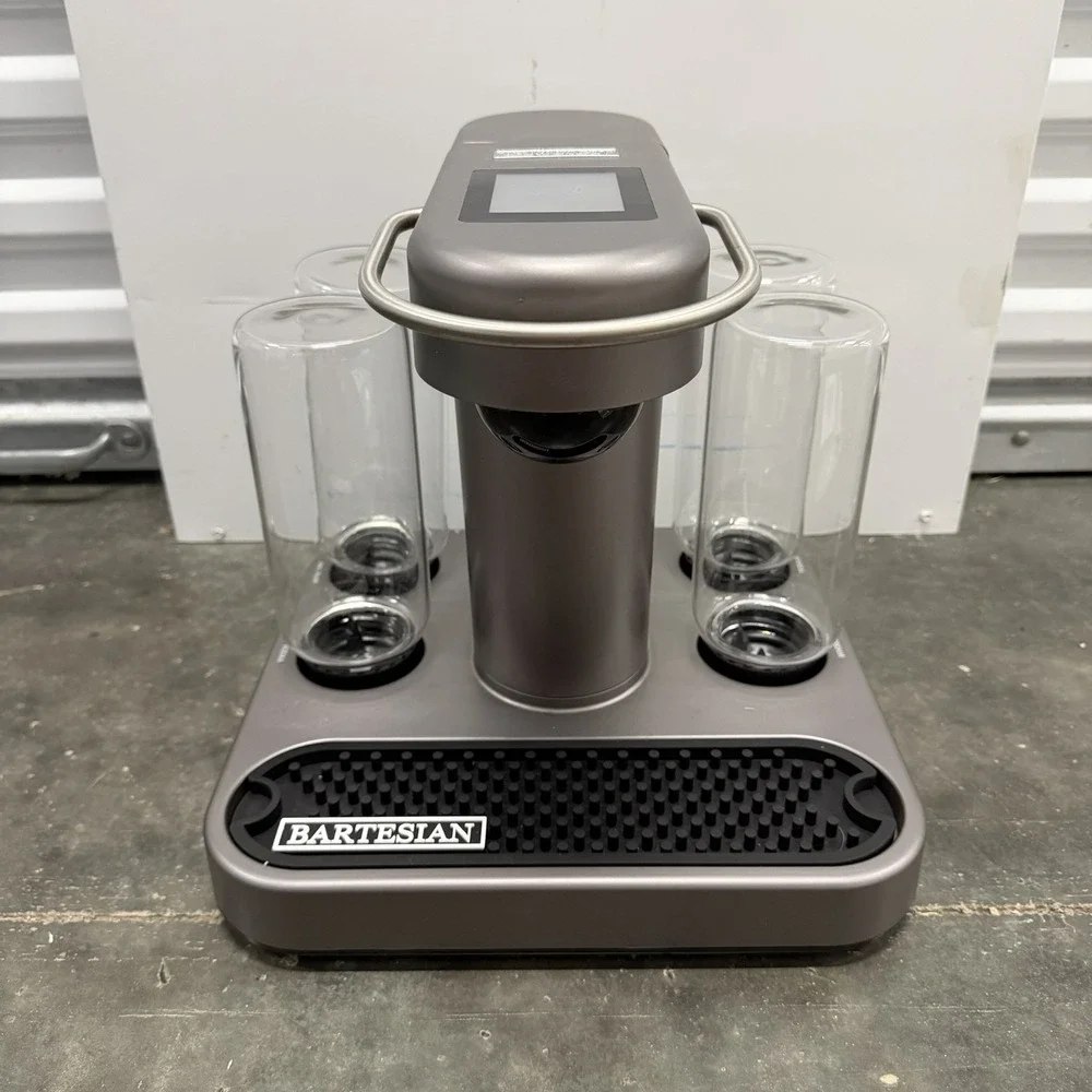 Bartesian Gray Cocktail Machine Touchscreen w/ Glass Bottles & Adapter